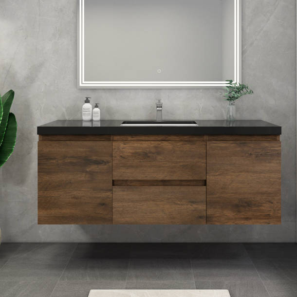 Wrought Studio Parsonage 60'' Wall Mounted Single Bathroom Vanity with Acrylic Vanity Top